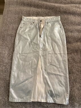 Abercrombie & Fitch Cream High-Rise Denim Skirt